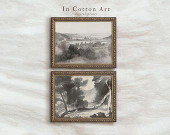 ヴィンテージ 横長風景画 リトグラフ 2枚セット - Etsy 日本