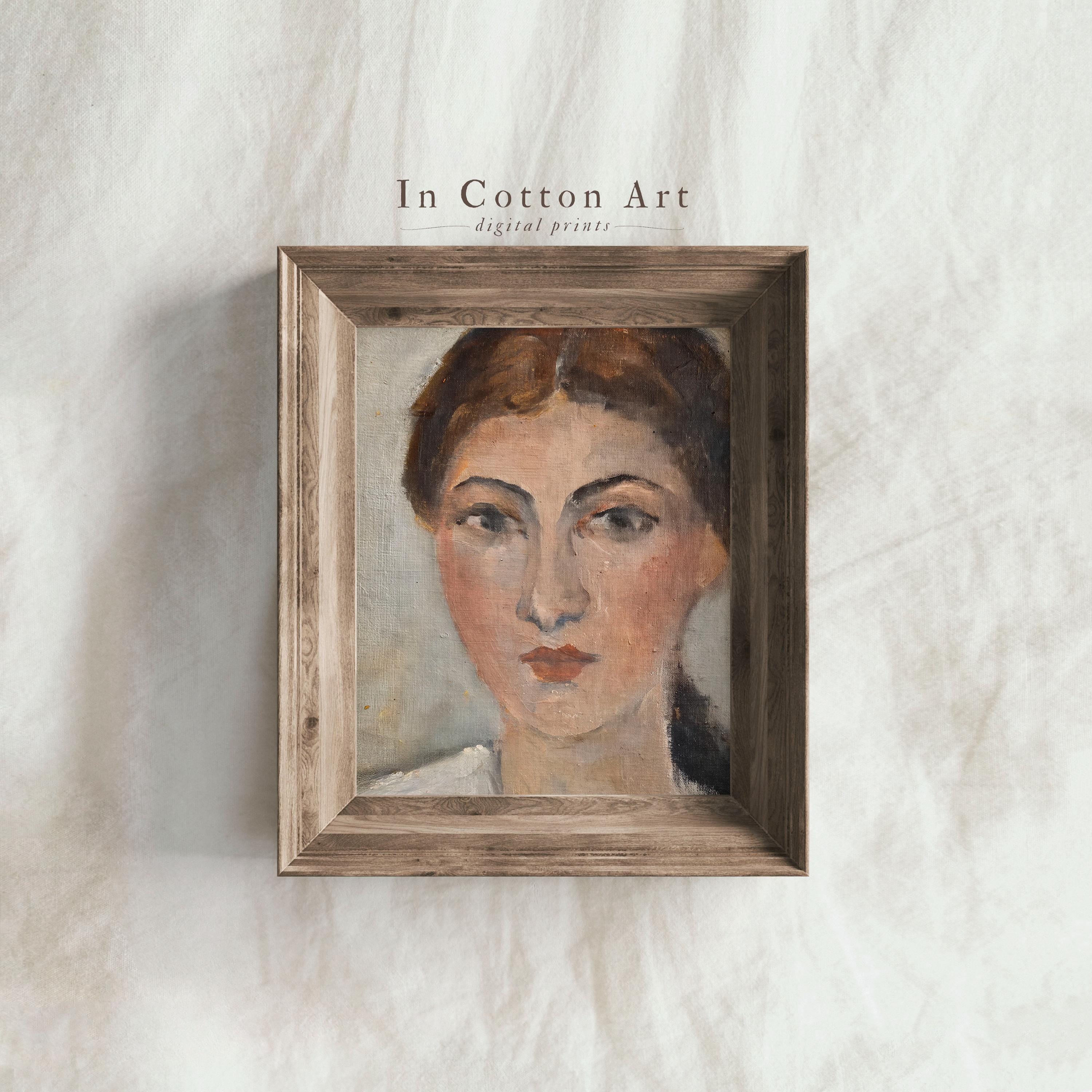 Vintage Woman Portrait Oil Painting Print | Moody Expressive Antique ...