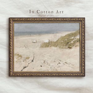 Muted Beach Painting PRINTABLE / Vintage Neutral Coastal Art Print / Antique Seascape Print | P123