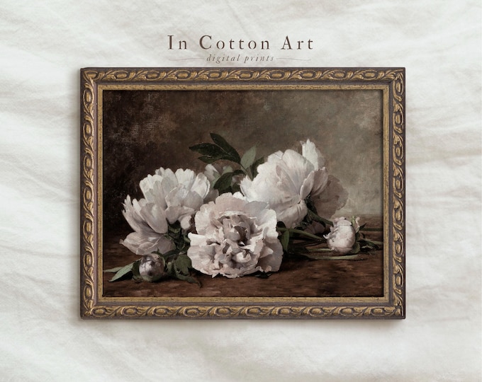 Moody Floral Oil Painting PRINTABLE / Dark Vintage Still Life Print ...