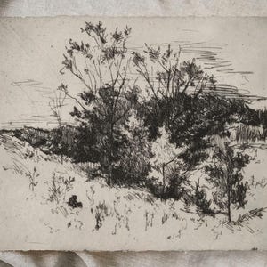 Antique Neutral Landscape Sketch PRINTABLE / Vintage Rustic Farmhouse Etching / Nature Scenery Wall Art Digital Download InCottonArt | D28 image 7