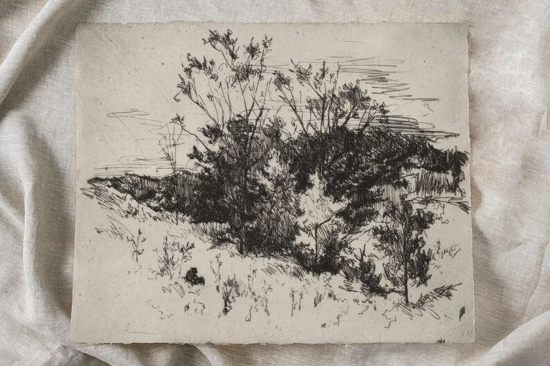Antique Neutral Landscape Sketch PRINTABLE / Vintage Rustic Farmhouse Etching / Nature Scenery Wall Art Digital Download InCottonArt | D28 image 7