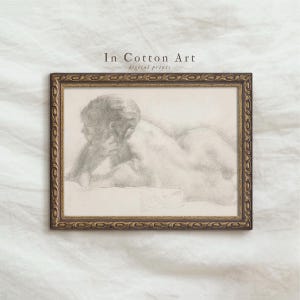 Antique Woman Figure Sketch Print / Vintage Female Study Drawing / Neutral Portrait PRINTABLE | D44