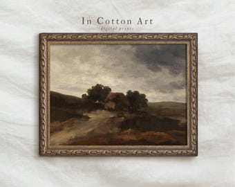 Moody Autumn Oil Painting / Vintage Fall Landscape PRINTABLE / Antique Rustic Art Print | P71
