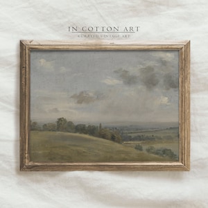 Muted Green Tonal Landscape Painting / Vintage Soft Art Print / PRINTABLE Digital Wall Art | P73