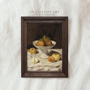 Impression de peinture à l'huile de mauvaise humeur de nature morte vintage avec des poires et des pommes/Décor d'étagères de cuisine de cottage moderne/Art fruitier rustique IMPRIMABLE | P225 image 6