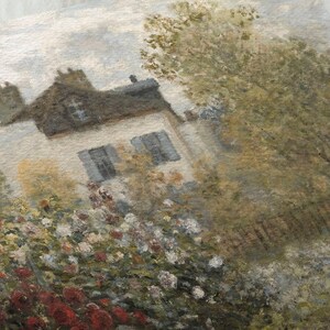 Panoramic Rustic Farmhouse Art Print / Floral Spring Wall Art / Vintage English Cottage Painting Above Bed / Narrow Oil Painting | D176 image 5