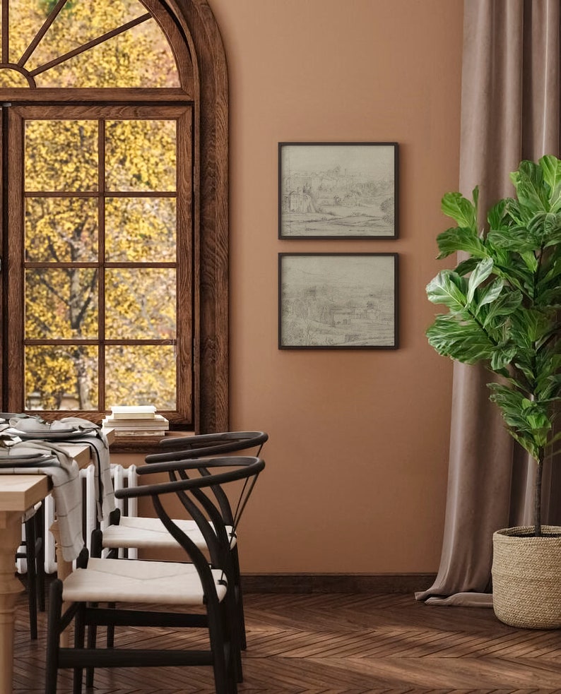 Minimalist Neutral Landscape Wall Art SET / Antique Elegant Etsy