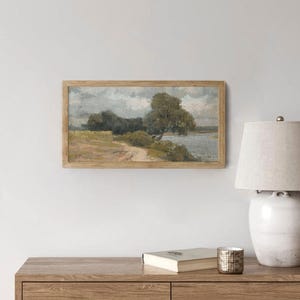 Vintage Panoramic Art Print / Rustic Landscape Painting Above Bed PRINTABLE / Summer Wall Decor DIGITAL Download InCottonArt | P178 image 6