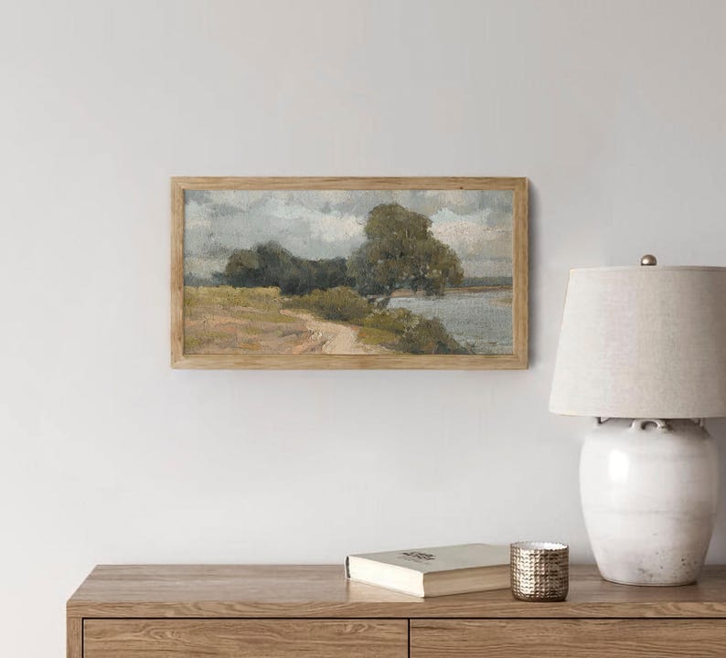 Vintage Panoramic Art Print / Rustic Landscape Painting Above Bed PRINTABLE / Summer Wall Decor DIGITAL Download InCottonArt | P178 image 6