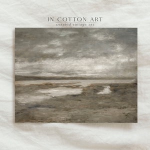 Moody Coastal Painting PRINTABLE / Vintage Neutral Abstract Landscape / Seascape Wall Art | P130