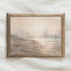 Muted Abstract Landscape PRINTABLE / Soft Beige and Blue Contemporary Art Print / Bright Modern Painting Digital Download