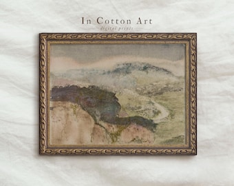Vintage Pastels Abstract Landscape Painting / Antique Rustic Muted Landscape Print / Soft Tones PRINTABLE Digital | P158
