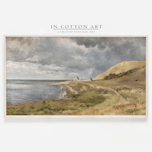 Vintage Coastal Landscape Painting / Samsung Frame TV Art Neutral Soft DIGITAL Download | TV45