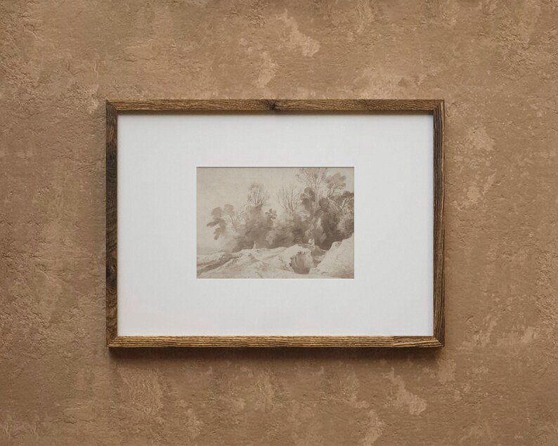 Stampa paesaggio seppia vintage, stampa seppia neutra, acquerello seppia, paesaggio inchiostro seppia, stampa antica seppia, arte murale neutra immagine 5