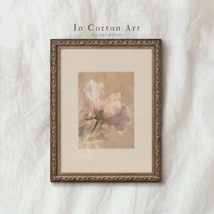 Antique Rose Painting PRINTABLE / Botanical Vintage Girls Nursery Room Decor / Dainty Floral Art Print | P167