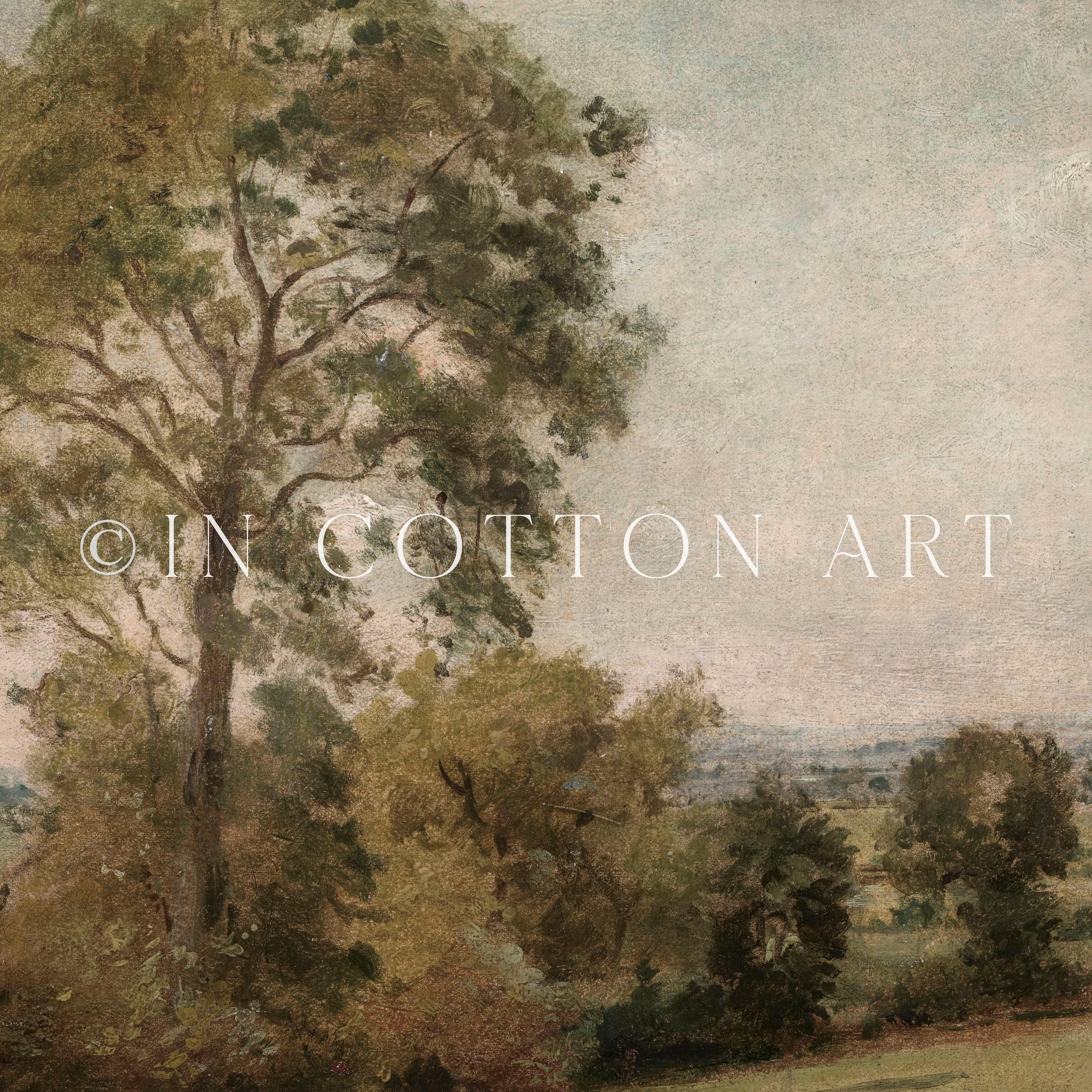 Vintage Tree Art Print / Vertical Landscape Painting Rustic