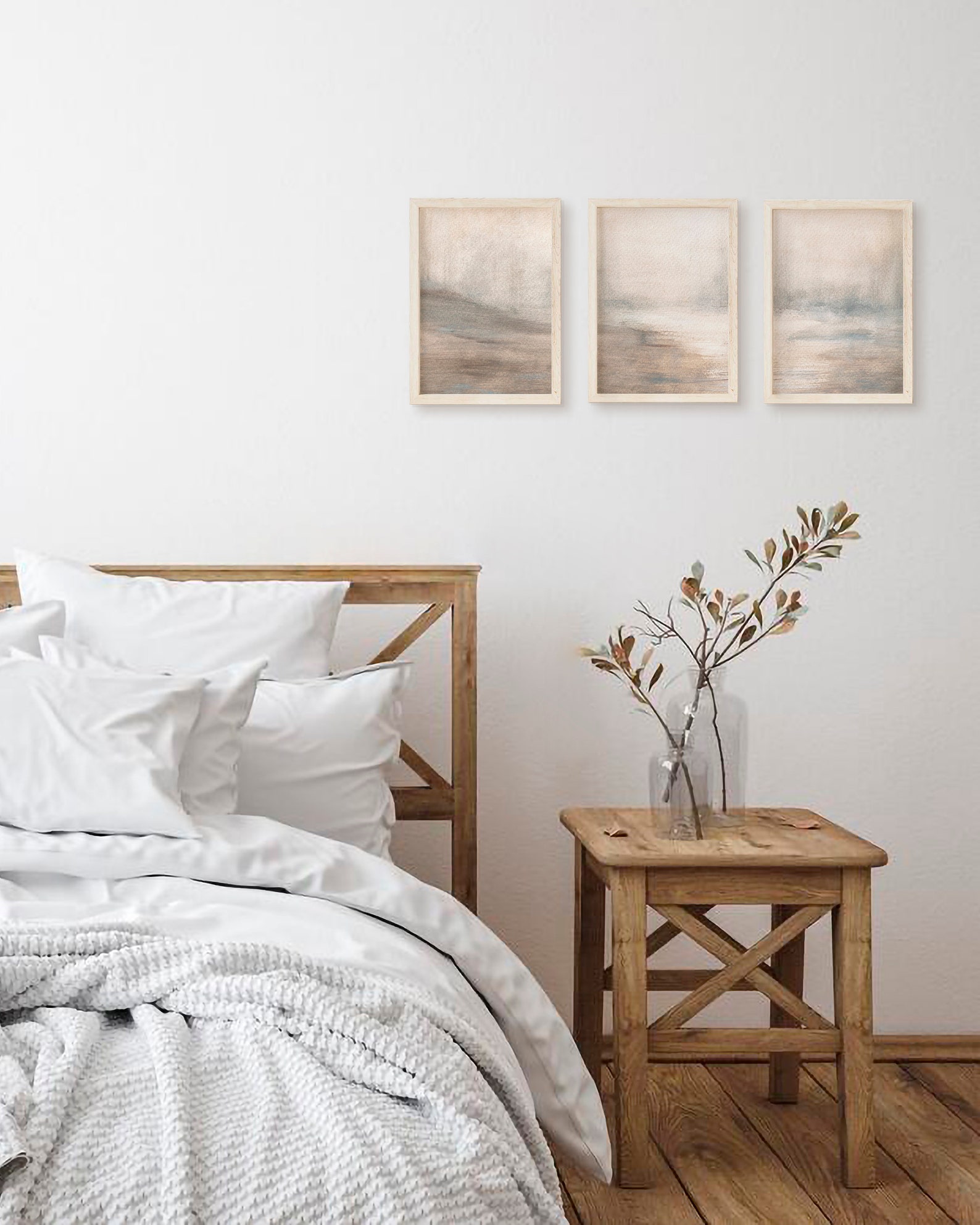 3 piece neutral art above bed Calming neutral wall art Etsy
