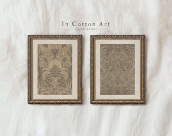 Antikes textiles Wand-Kunst SET von Zwei / Vintage Neutrales Teppich-Muster Print / Tapisserie-Wand-Dekor DRUCKBAR | P241