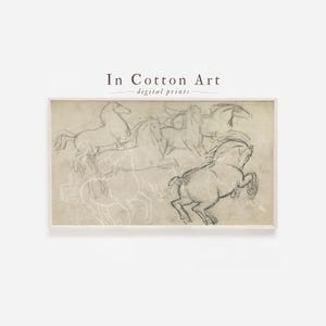 Samsung Frame TV Art / Neutral Vintage Horse Drawing DIGITAL Download Sketch | TV32