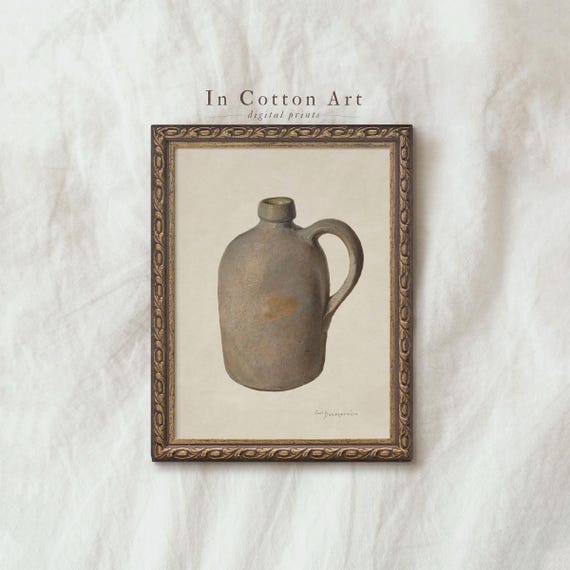 Vintage Country Kitchen Painting / Rustic Jug Print PRINTABLE / Canteen Decor Digital Download | D26