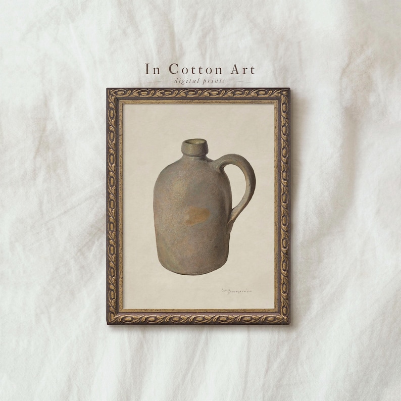 a framed painting of a ceramic jug or pitcher.