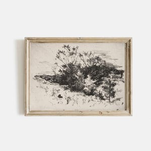 Antique Neutral Landscape Sketch PRINTABLE / Vintage Rustic Farmhouse Etching / Nature Scenery Wall Art Digital Download InCottonArt | D28 image 6