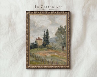 額入りトスカーナ風景油絵：ヴィンテージイタリアンアート - Etsy 日本