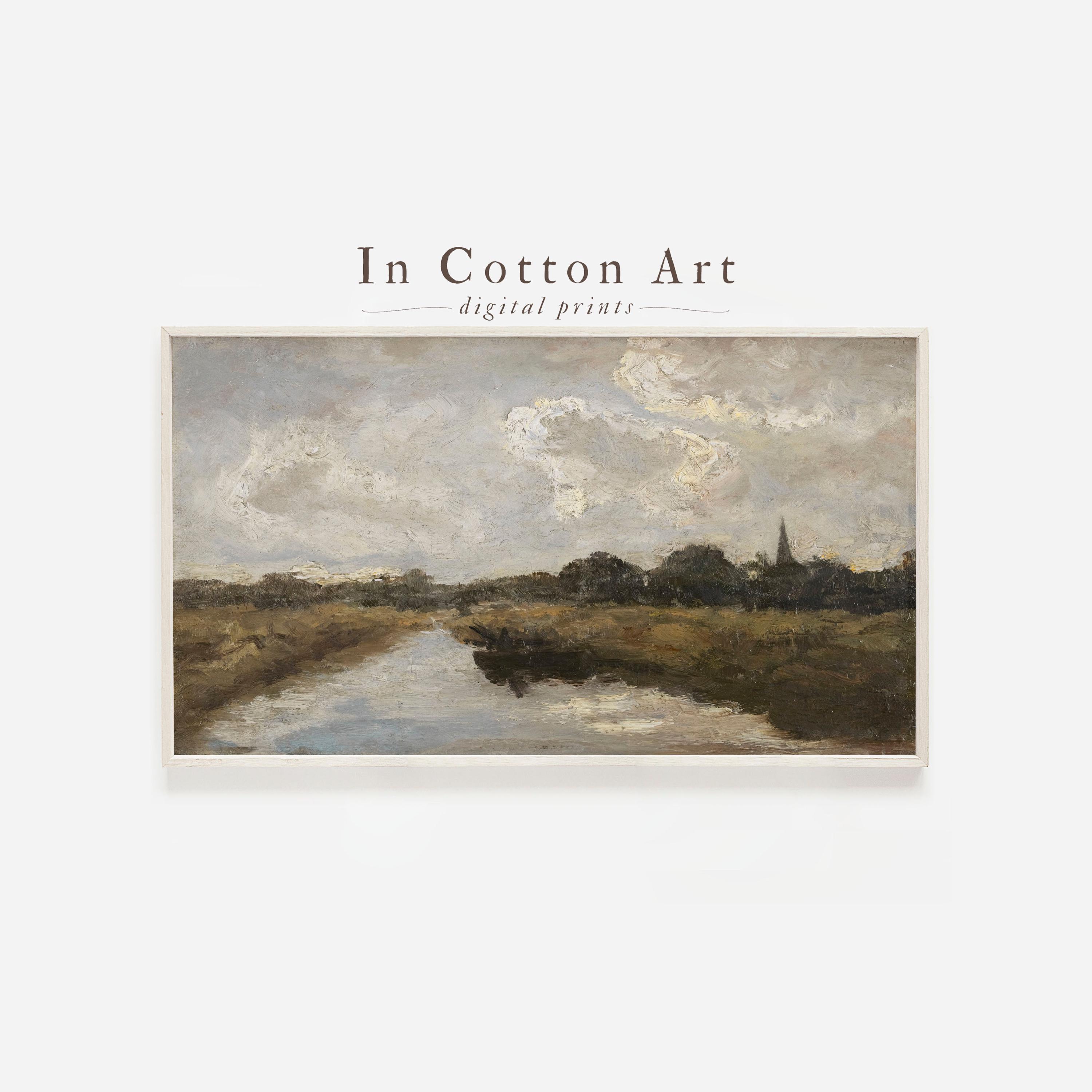 Rustic Countryside Frame TV Art, Vintage Landscape Digital