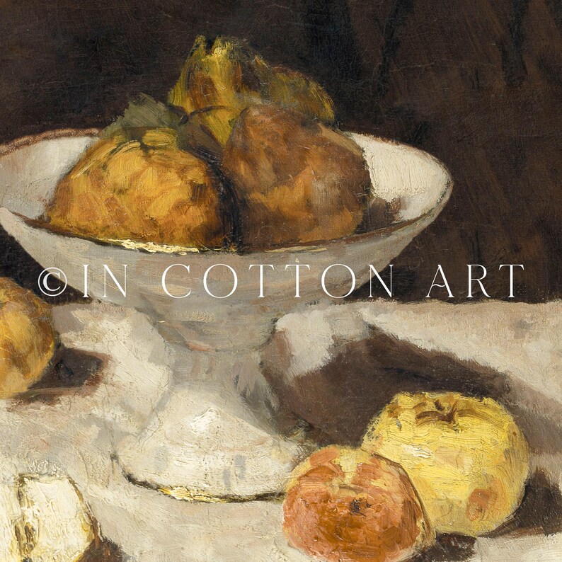 Impression de peinture à l'huile de mauvaise humeur de nature morte vintage avec des poires et des pommes/Décor d'étagères de cuisine de cottage moderne/Art fruitier rustique IMPRIMABLE | P225 image 9