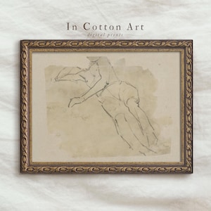 Antique Neutral Figure Sketch / Drawing Vintage Study PRINTABLE / Digital Art Print | D37