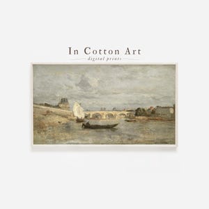 Vintage Mediterranean Coastal Painting Frame TV Art / European Nautical Painting Samsung Digital Art | TV11