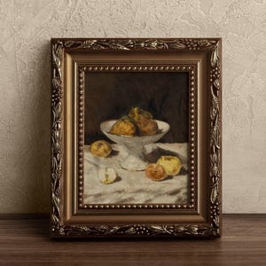 Impression de peinture à l'huile de mauvaise humeur de nature morte vintage avec des poires et des pommes/Décor d'étagères de cuisine de cottage moderne/Art fruitier rustique IMPRIMABLE | P225 image 3