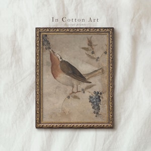 Vintage Bird Painting PRINTABLE / Neutral Country Nursery Art Print / Farmhouse Art Digital Download | P101