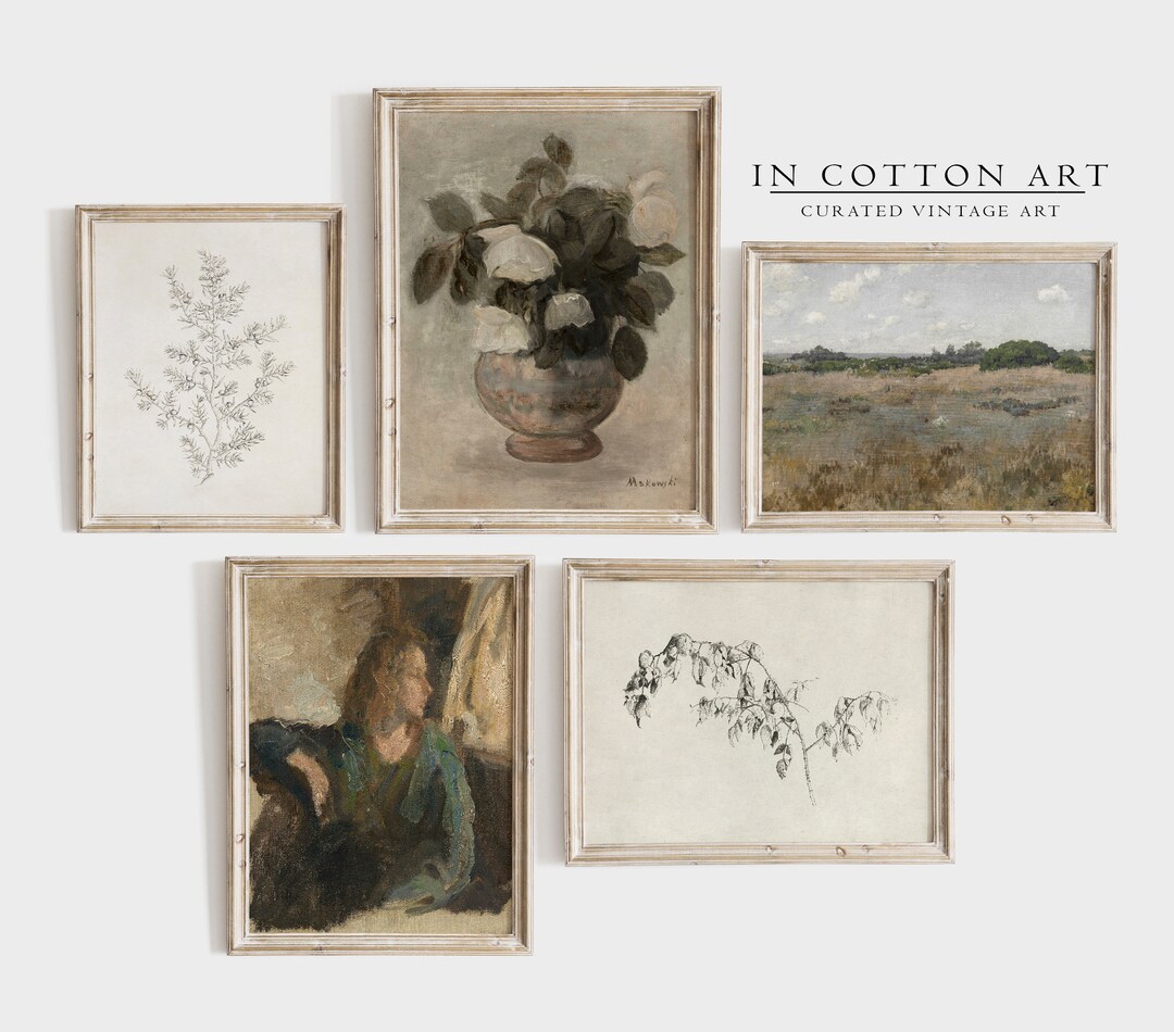 Neutral Vintage Gallery Wall Art SET / Antique Painting PRINTABLE ...
