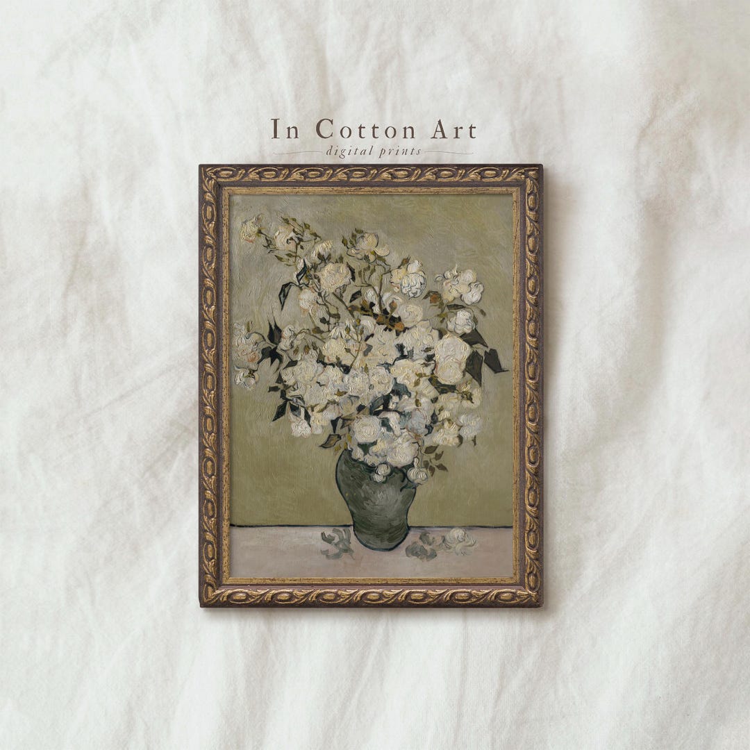 Neutral Still Life Roses Painting PRINTABLE / White Flower Vase ...