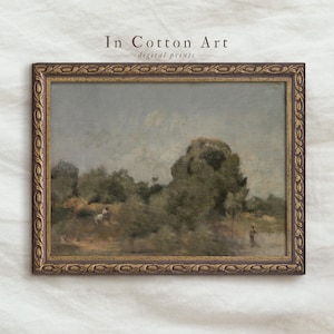 Vintage Olive Tree Landscape Painting PRINTABLE / Countryside Art Print DIGITAL Download / Summer Home Decor | P248