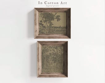 Vintage Botanische Zeichnung SET / Bauernhaus Moody Kunstdruck / Rustikale Radierung DRUCKBAR