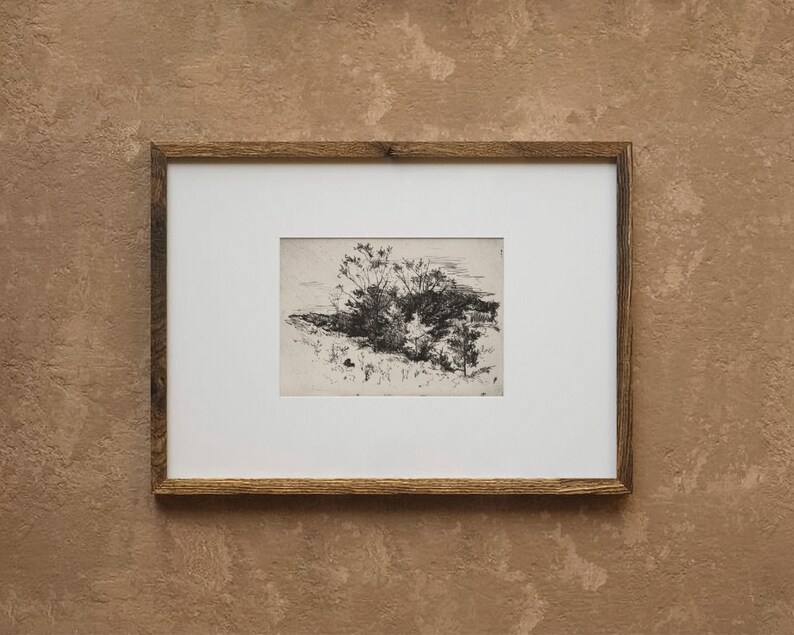 Antique Neutral Landscape Sketch PRINTABLE / Vintage Rustic Farmhouse Etching / Nature Scenery Wall Art Digital Download InCottonArt | D28 image 4