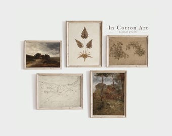 Vintage Neutral Gallery Wall Art SET / Autumn Warm Tone Prints / Digital Painting PRINTABLE | S9