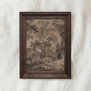 Vintage Moody Woodland Landscape SET OF 2 / Rustic Dark Art Print ...