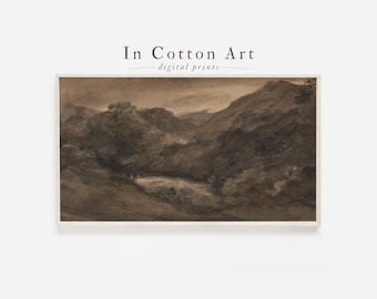 Vintage Samsung Frame TV Landscape / Antique Tonal Watercolor Scenery Painting DIGITAL Download | TV53