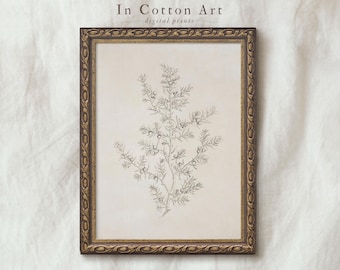 Olive Branch Drawing / Botanical Etching Print / Vintage Sketch Art Neutral PRINTABLE | D35
