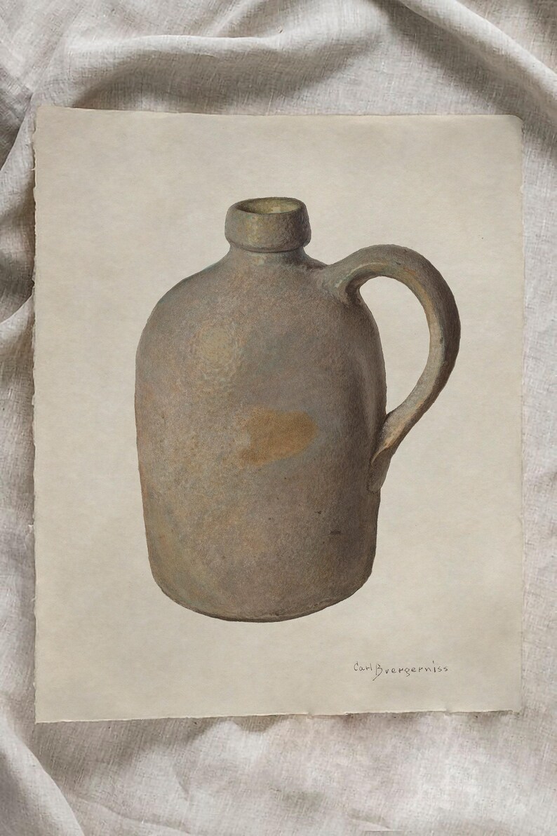Vintage Country Kitchen Painting / Rustic Jug Print PRINTABLE / Canteen Decor Digital Download | D26 image 3