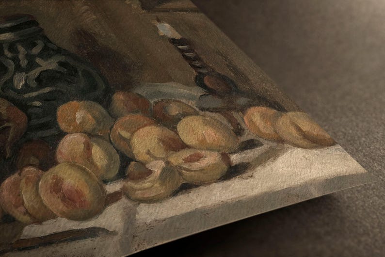 Moody Peach Still Life Oil Painting / Country Kitchen Art Print / Vintage Dark Wall Art / Farmhouse Wall Decor DIGITAL Download | P172 image 8