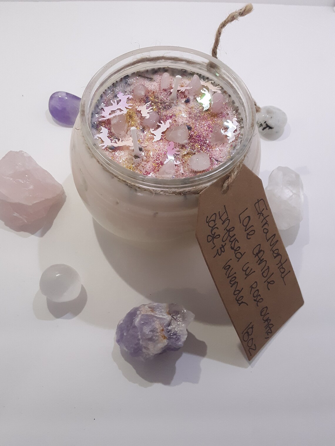 Crystal Candle Handmade Candles Candles Crystals Inside Etsy