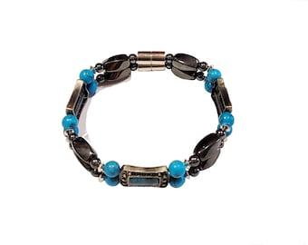 Black and Turquoise Hematite Magnetic Bracelet