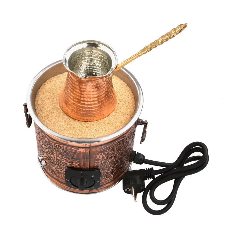 Turkish Coffeo on Sand,Turkish Copper Sand Coffee Maker Small Round Heating Machine Authentic Sand Brewer Machine Greek Coffee on Sand image 1