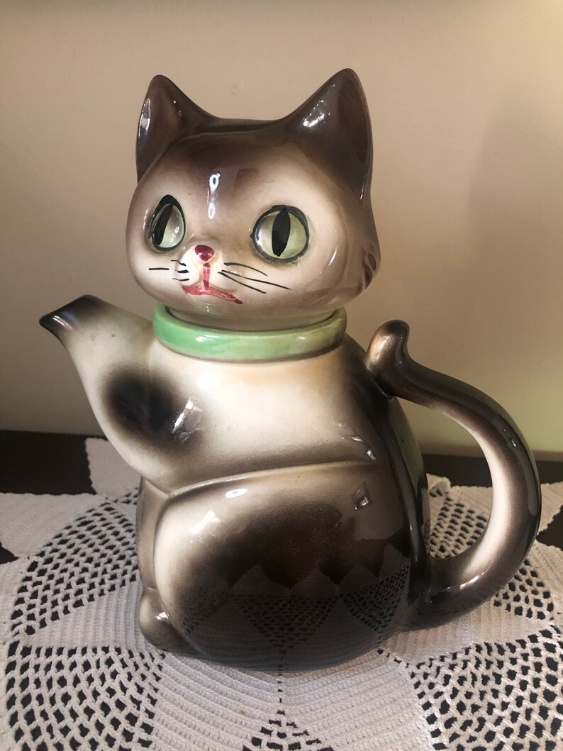 Erphilia Cat Teapot 1972 Japan Vintage Siamese Cat. Etsy