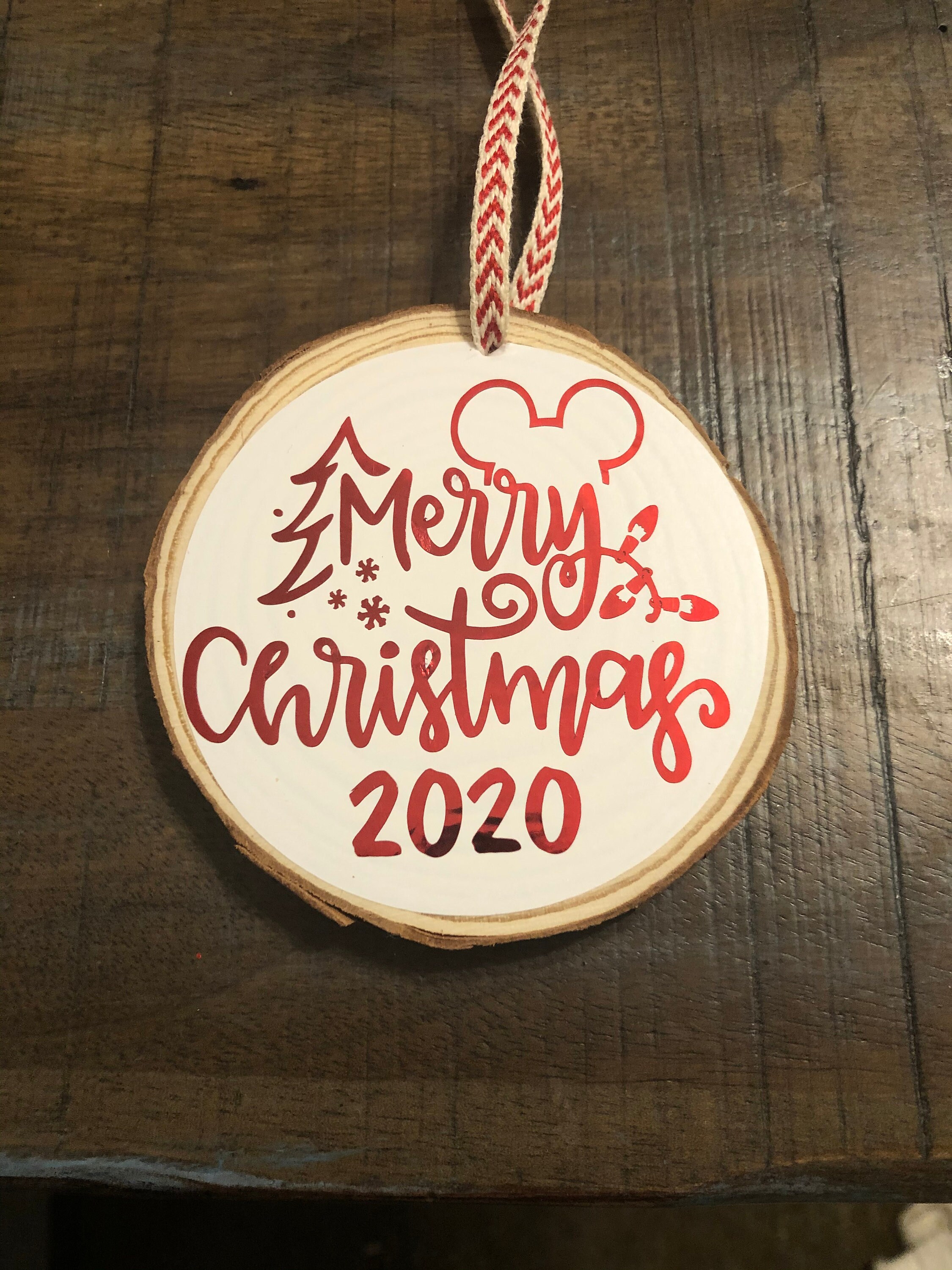 Disney 2020 Christmas Ornament Round Wood Ornament Etsy